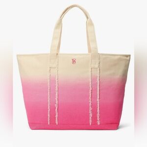 Victoria's Secret NWT Canvas Ombre' Beach Zipper Tote Bag.